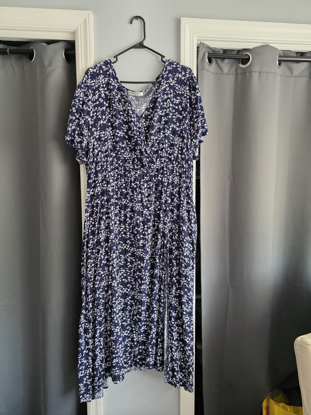 Navy Floral Maxi Wrap Dress - Women's